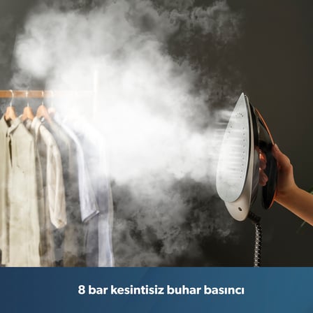 Homend Jetsteam 1174H Otomatik Kumaş Tanımalı 8 Bar Buhar Kazanlı Ütü Siyah Turuncu