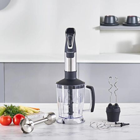 Homend Handmaid 1966h Inox XLarge Hazneli, Çift Bıçaklı Blender Set