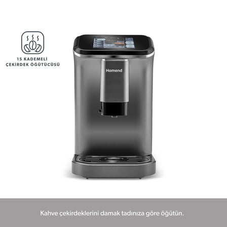 Homend coffeebreak 5008H Kahve Öğütücülü, Dokunmatik Ekranlı Full Otomatik Espresso Makinesi