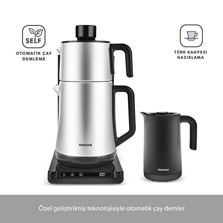 Homend 1781H Smart Royaltea Plus 2 in 1 Inox Otomatik Çay ve Türk Kahve Makinesi Wifi