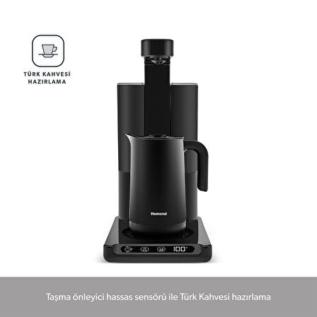 Homend 1781H Smart Royaltea Plus 2 in 1 Inox Otomatik Çay ve Türk Kahve Makinesi Wifi