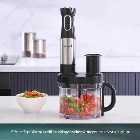 Homend Functionall 2848H Mutfak Robotu 1500W Güç ve 1 lt Kapasite ile Paslanmaz Çelik Özellikli