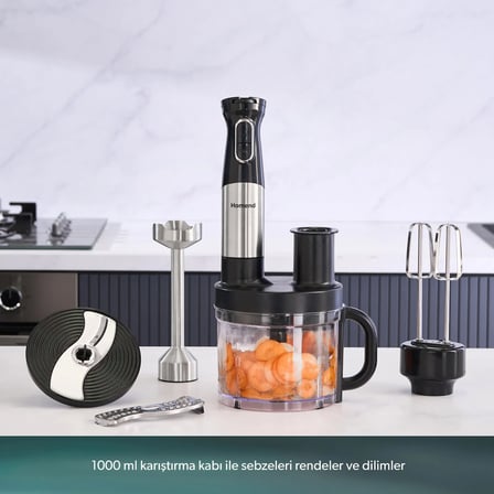 Homend Functionall 2848H Mutfak Robotu 1500W Güç ve 1 lt Kapasite ile Paslanmaz Çelik Özellikli