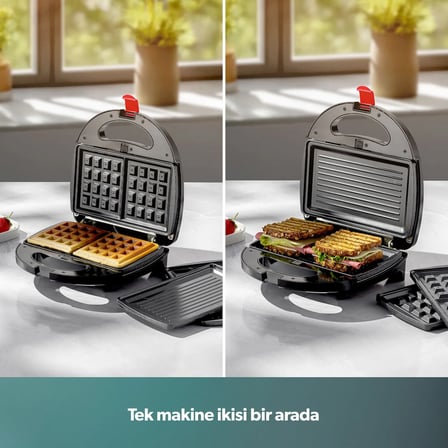Homend Toastbuster 1325H Çıkarılabilir Waffle Plakalı Tost Makinesi