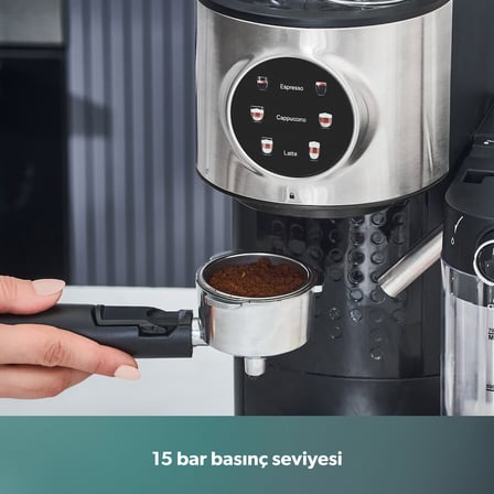 Homend Coffebreak 5015H Espresso Makinesi 1470W Güçlü Süt Köpürtücülü Inox Renkli