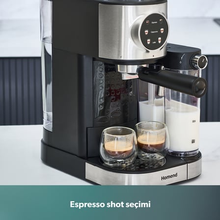 Homend Coffebreak 5015H Espresso Makinesi 1470W Güçlü Süt Köpürtücülü Inox Renkli