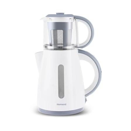 Homend Royaltea 1755H 0.9 L Cam Demlikli Beyaz Plastik Çay Makinesi Sıcak Tutma Özelliği ile