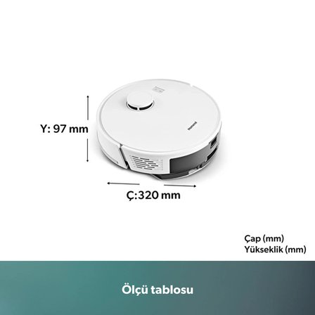 Homend Alex Laser Power 1289H Toz Hazneli Moplu Halı Tanıyan Beyaz Robot Süpürge