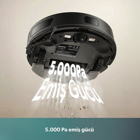 Homend Alex Laser 1291H Moplu ve Haritalamalı Akıllı 5 Kpa Robot Süpürge Siyah