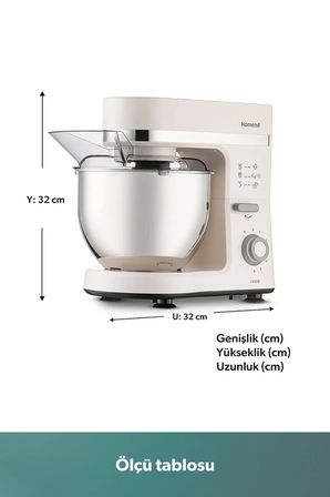 Homend Profashion 3063H Stantlı Mikser 1500 Watt 5L Krem