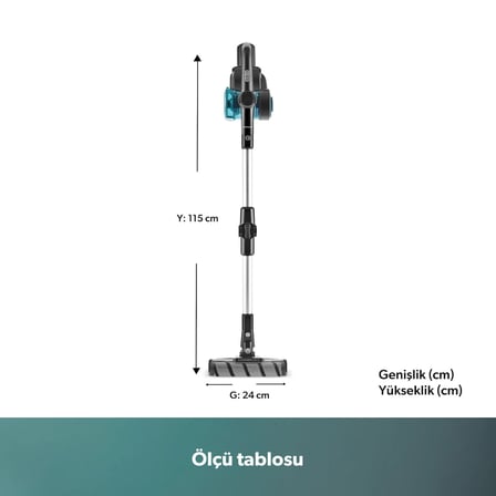 Homend Dustrider 1264H Şarjlı Dikey Süpürge Siyah Turbo Başlık ve 2.5lt Toz Hacmi ile Güçlü Temizlik