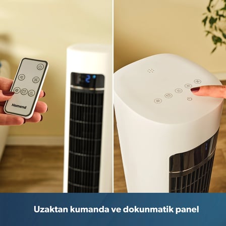 Homend Fanomen 9011H Uzaktan Kumandalı Soğuk Su ve Buz Hazneli Kule Tipi Vantilatör 60W