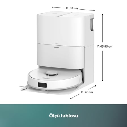 Homend Alex 30 Otomatik Boşaltım Sistemli Moplu 20.000 Pa Robot Süpürge