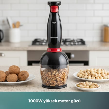 Homend Handmaid 1967H Blender Set Siyah Kırmızı
