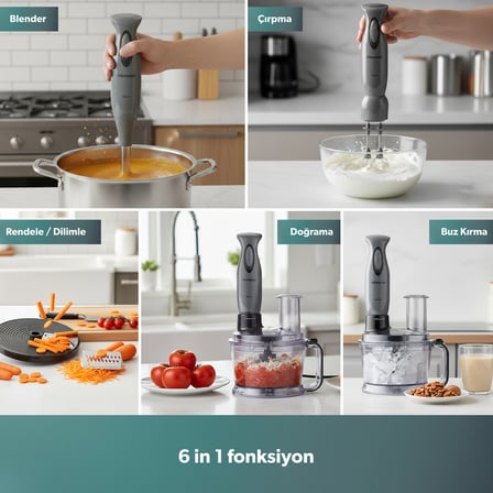 Homend Functionall 2851H Çoklu Set Mutfak Robotu 2000 Watt 1,5 Litre Kapasite ile Fonksiyonel Kullanım