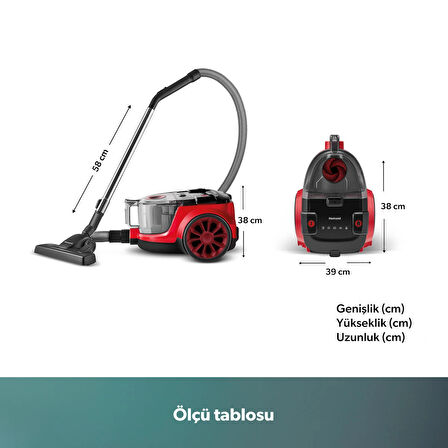 Homend Dustider 1255H Yatay Süpürge Kırmızı Siyah