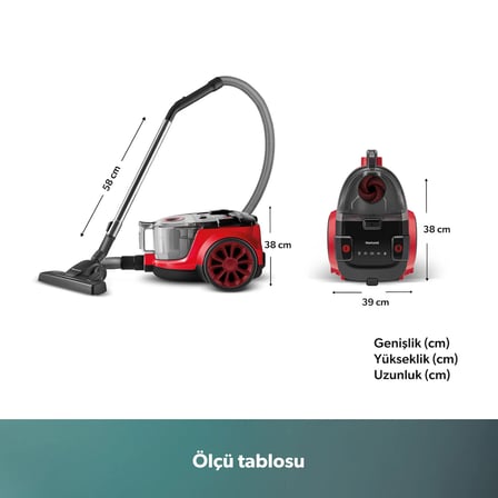 Homend Dustroyer 1255H Yatay Süpürge Kırmızı Siyah