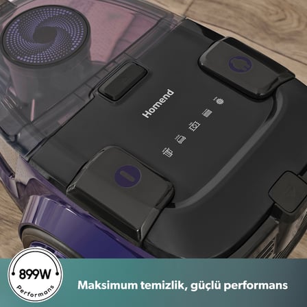Homend Dustroyer Yatay Süpürge Mor Siyah 1.5 Litre Toz Haznesi ile Güçlü Emiş Teknolojisi