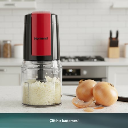 Homend 2110H Robochop Doğrayıcı 2 Bıçaklı Siyah Kırmızı BPA Free 600 W Güçlü Performans 500 ml
