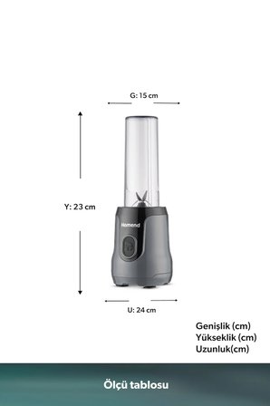 Homend Mixfresh 7026H Kişisel Smoothie Blender Antrasit Siyah