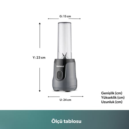 Homend Mixfresh 7026H Kişisel Smoothie Blender Antrasit Siyah