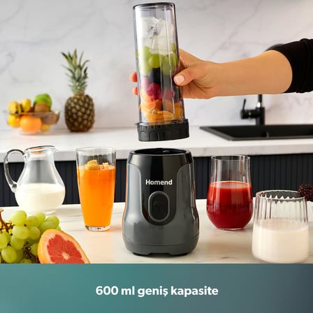 Homend Mixfresh 7026H Kişisel Smoothie Blender Antrasit Siyah