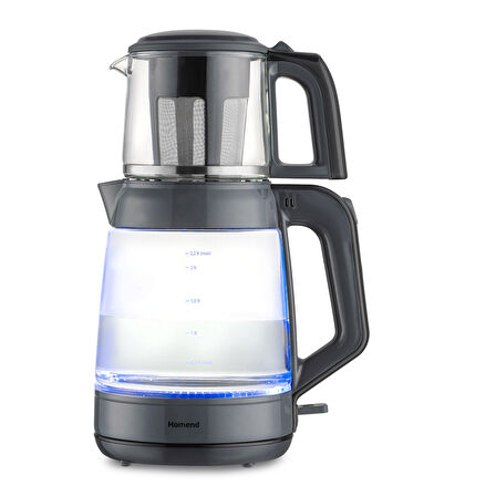 Homend Infinity 1764H Cam Çay Makinesi Antrasit Siyah