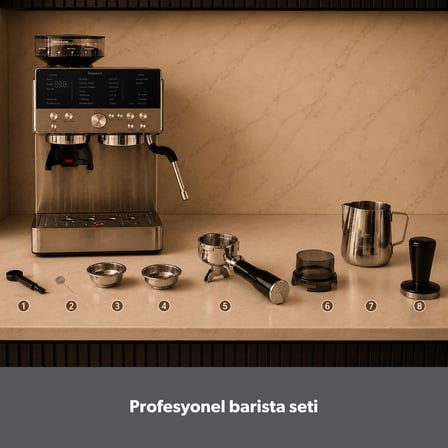 Homend LattePrimo Barista Tipi Çekirdek Öğütücülü Espresso Makinesi, 20 Sıcak ve Soğuk İçecek