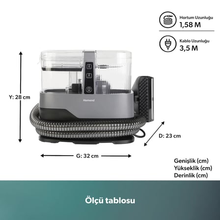 Homend Stain 1258H Taşınabilir Halı, Koltuk Yıkama ve Leke Çıkarma Makinesi