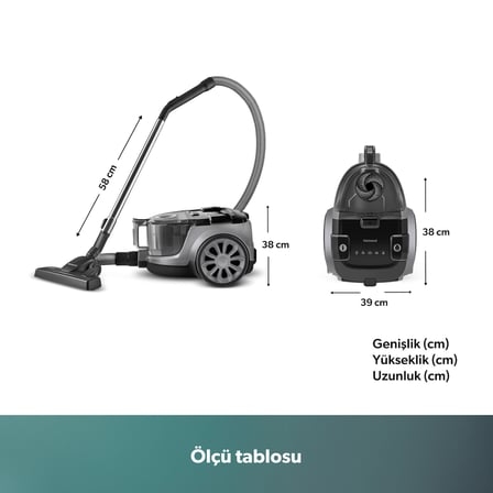 Homend Dustroyer 1255H Yatay Süpürge Antrasit