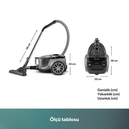 Homend Dustroyer 1255H Yatay Süpürge Antrasit