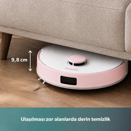 Homend Alex 30 Otomatik Boşaltım Sistemli Moplu 20.000 Pa Robot Süpürge Pembe-Beyaz