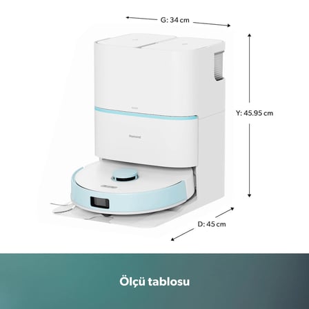 Homend Alex 30 Otomatik Boşaltım Sistemli Moplu 20.000 Pa Robot Süpürge Mavi-Beyaz
