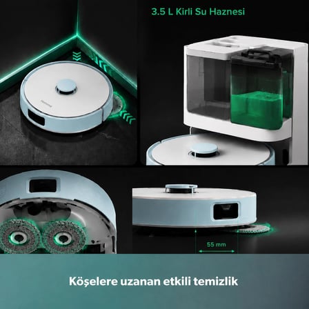 Homend Alex 30 Otomatik Boşaltım Sistemli Moplu 20.000 Pa Robot Süpürge Mavi-Beyaz