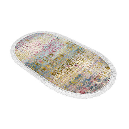 Dekoreko İnci Halı Dijital Saçaklı Oval 1895 Desen 1