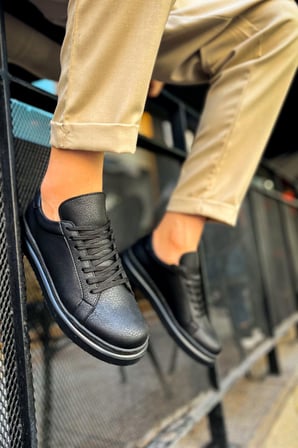 CH979 Santoni CRT Spor Erkek Ayakkabı SIYAH