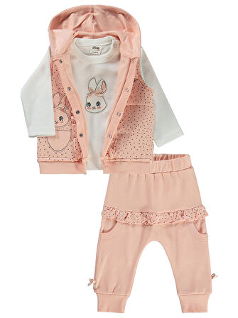 Civil Baby Kız Bebek 3'lü Takım 6-18 Ay Pudra