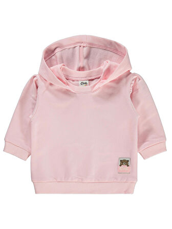 Civil Baby Kız Bebek Kapüşonlu Sweatshirt 6-18 Ay Pudra