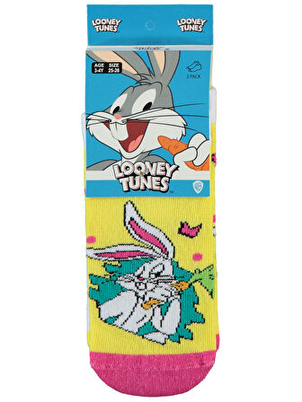 Bugs Bunny Kız Çocuk 2'li Patik Çorap 3-11 Yaş  Sarı