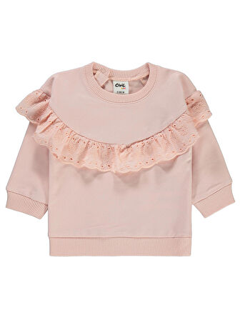Civil Baby Kız Bebek Sweatshirt 6-18 Ay Açık Pudra