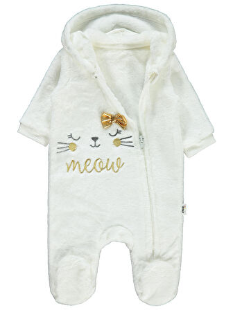 Civil Baby Kız Bebek Patikli Tulum 1-6 Ay Ekru