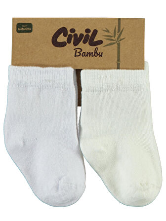 Civil Baby Bebek 2'li Çorap Set 6-18 Ay Beyaz-Ekru