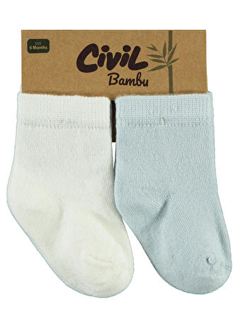 Civil Baby Bebek 2'li Çorap Set 6-18 Ay Ekru-Mavi