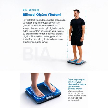 Akıllı Elektronik Tartı Yağ Su Kas Vücut Kitle Endeksi