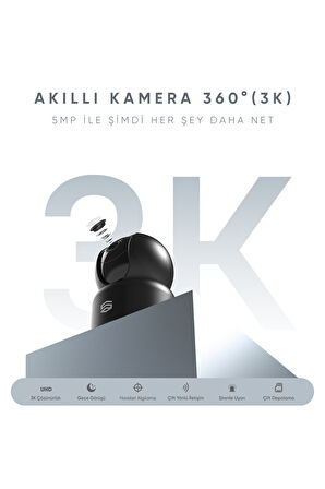 Akıllı Wi-fi Kamera 360° 3K Yüksek Çözünürlüklü Gece Görüş Özellikli