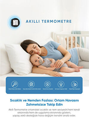 Şımart Akıllı Termometre Wi-Fi Bağlantılı Sıcaklık ve Nem Ölçer, Uygulama Destekli