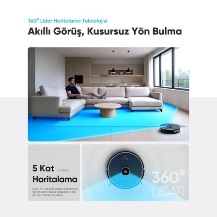 Şımart katya V+ Akıllı Robot Süpürge 15000Pa Premium Otomatik Toz Toplama Üniteli