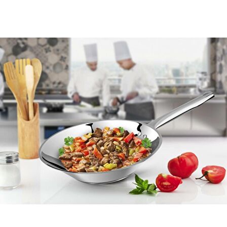 Lines Chef 28 Cm Metal Kulp Çelik Wok Tava