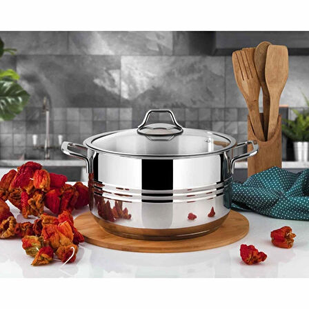 Lines Oscar Metal Kulp Cam Kapak Derin Çelik tencere 18 cm