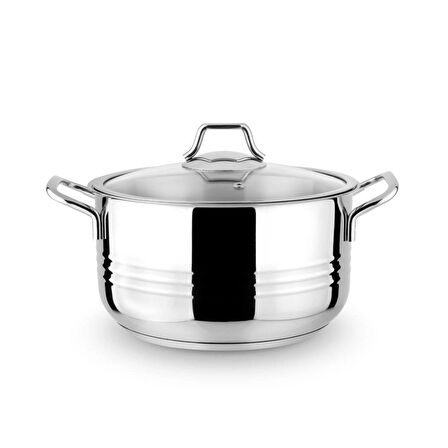 Lines Oscar Metal Kulp Cam Kapak Derin Çelik tencere 18 cm